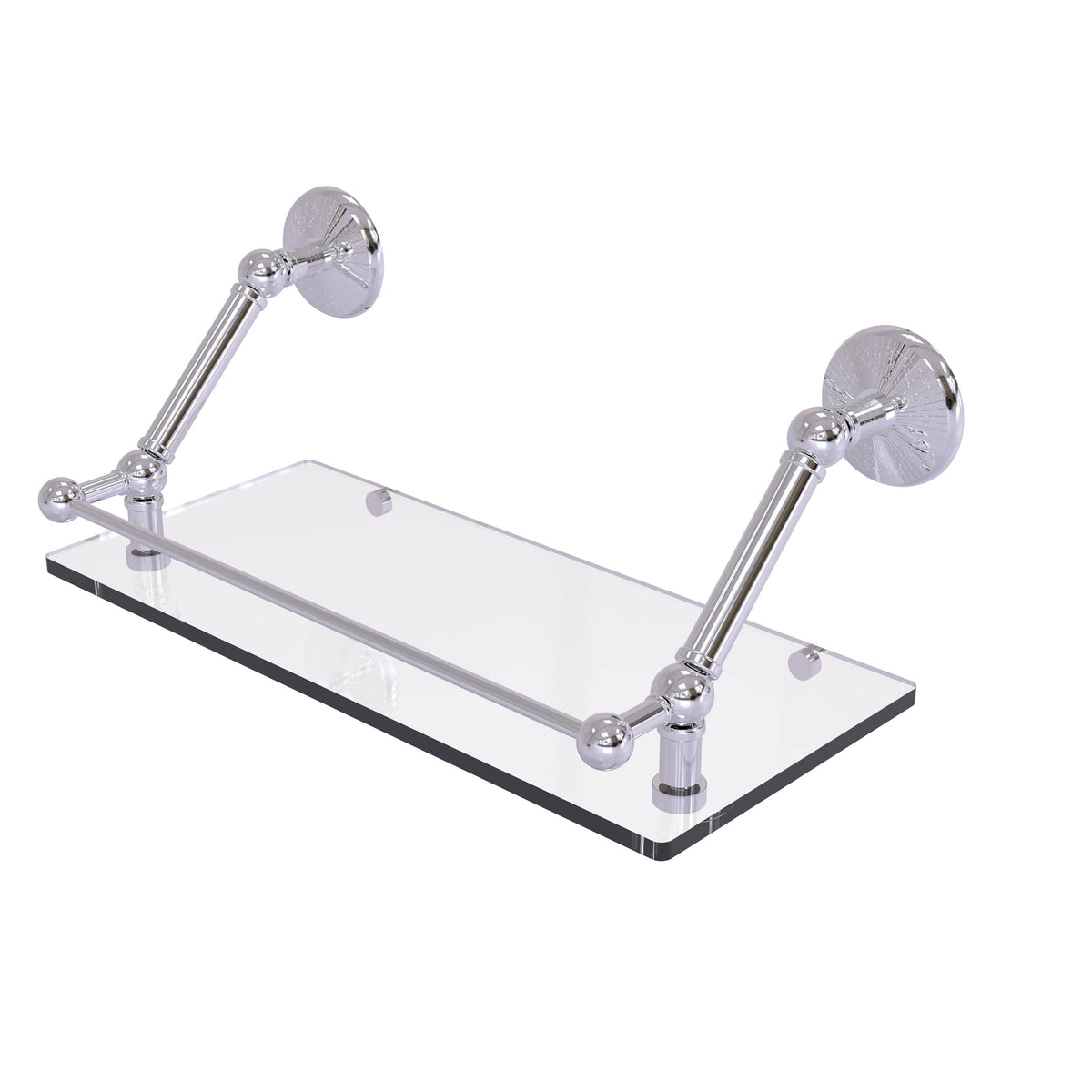 Floating Glass Shelf with Gallery Rail 18 Inch M440