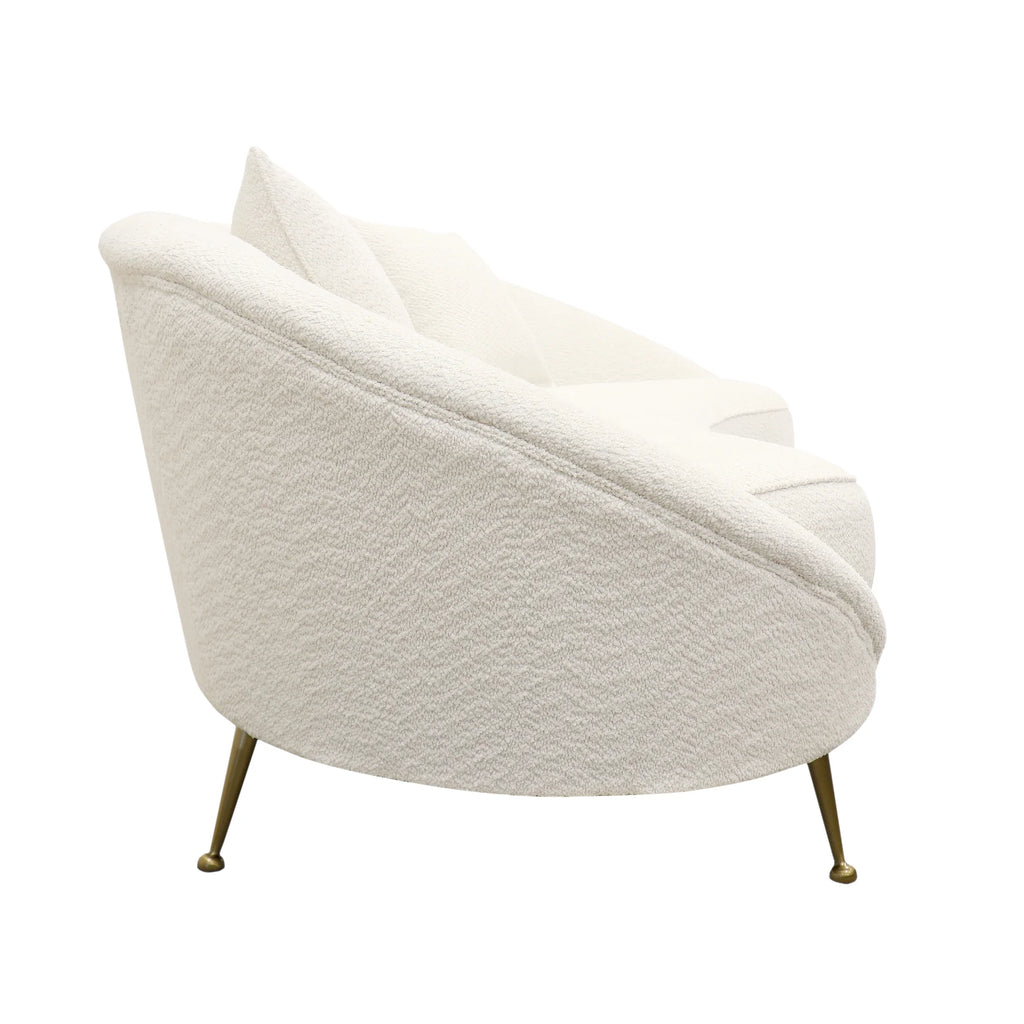 Ivory Textured Fabric Curved Sofa I672862