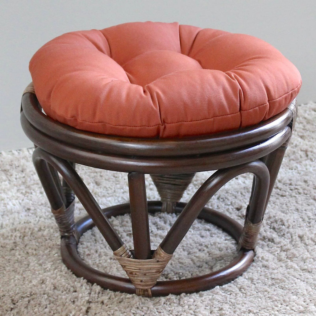 Rattan Footstool with Twill Cushion A8460