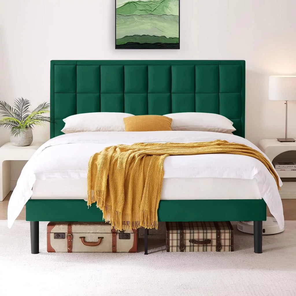 Twin Size Velvet Platform Bed Frame with Headboard U3125