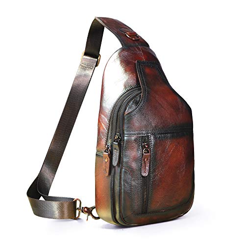 Men Casual Crossbody Chest Sling Bag Leather M208