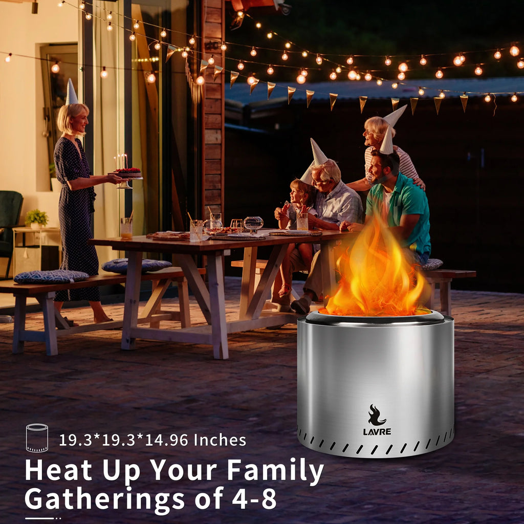 19 inch Stainless Steel Wood Burning Fire Pit V389386