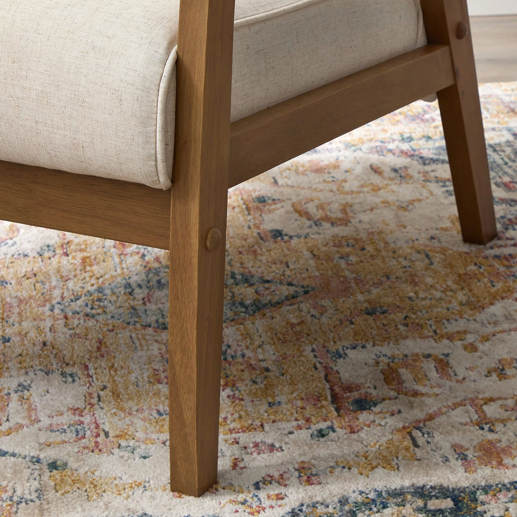Cream Wood Frame Accent Chair O5529