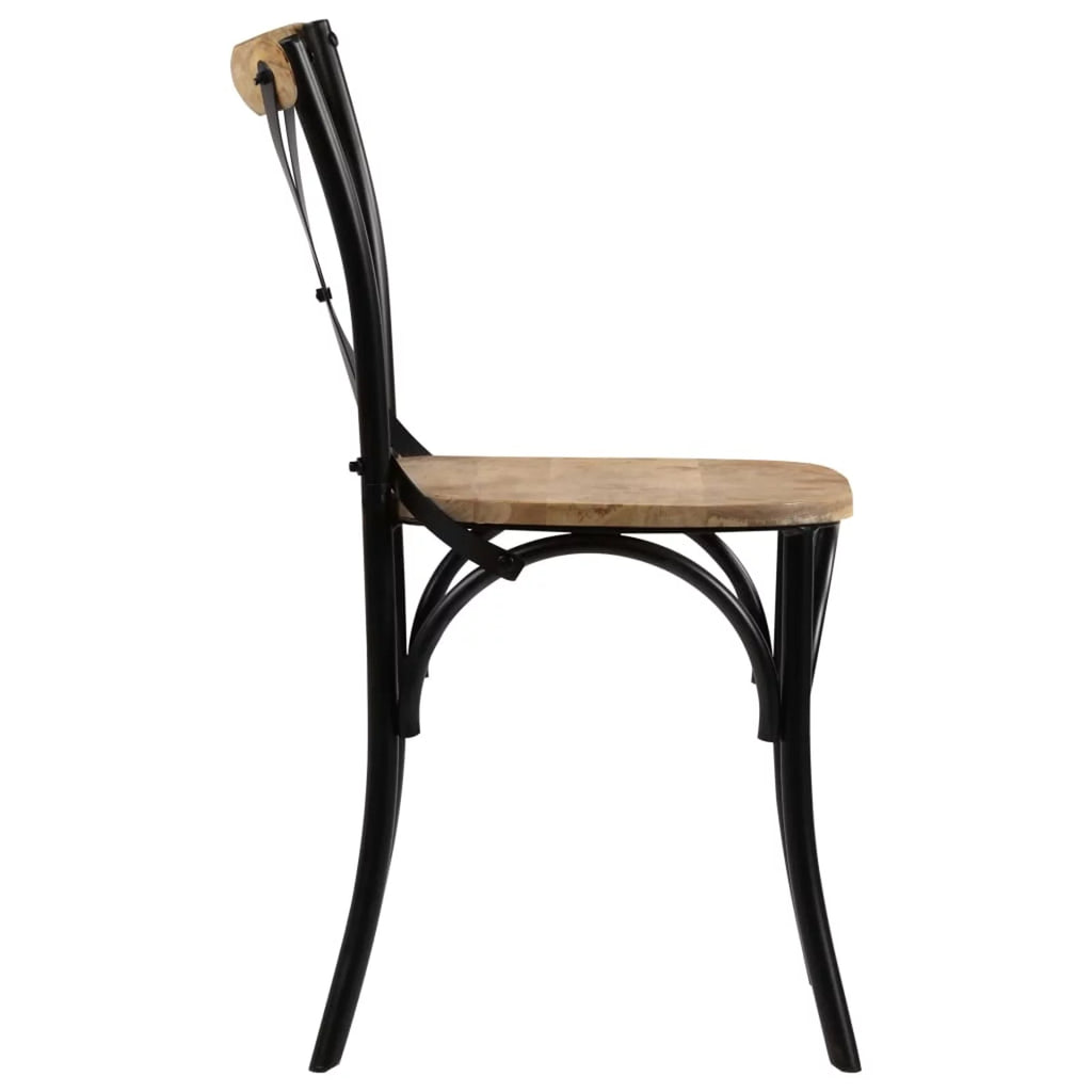 2 pcs Black Solid Mango Wood Cross Chairs X453
