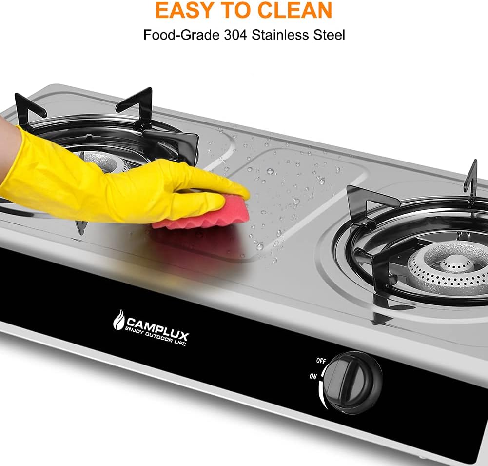 2 Burners Stainless Steel Gas Camping Stove U9609