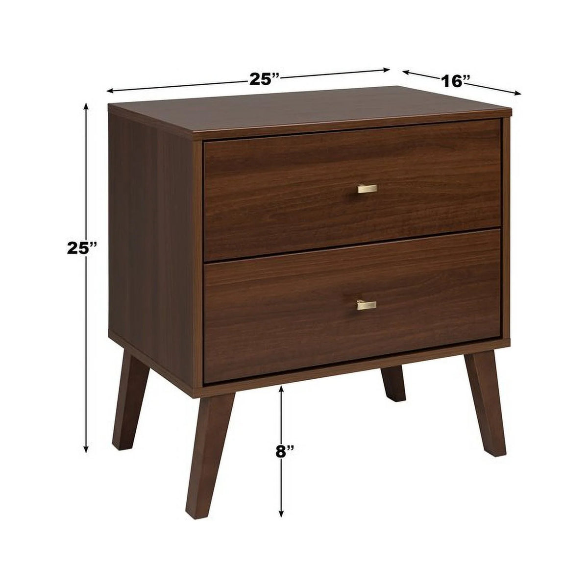 Mid-Century Wood 2 Drawer Nightstand in Cherry J928