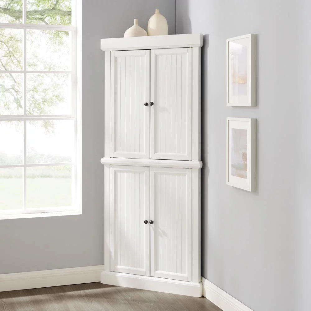 White 2-Piece Stackable Wood Pantry P4709