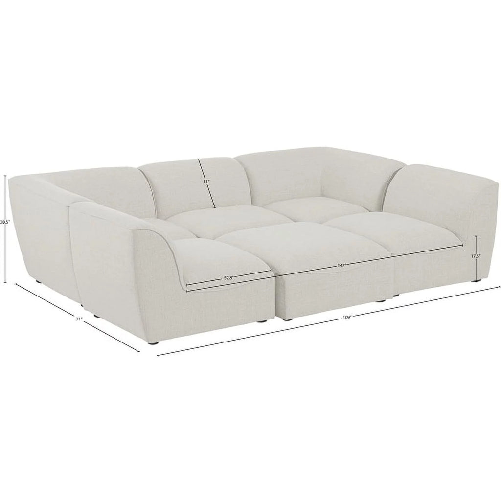 Cream Linen Textured Modular Sectional E51614