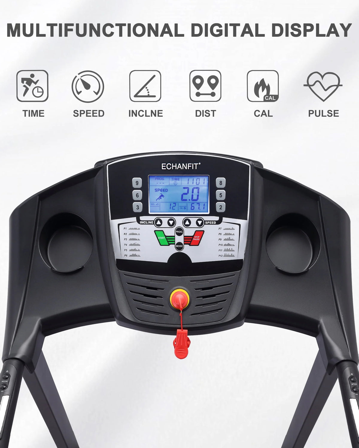 Auto Treadmill with 12% and Bluetooth Speaker, 17.5 Wide Running Belt, 2.5 HP Motor D989