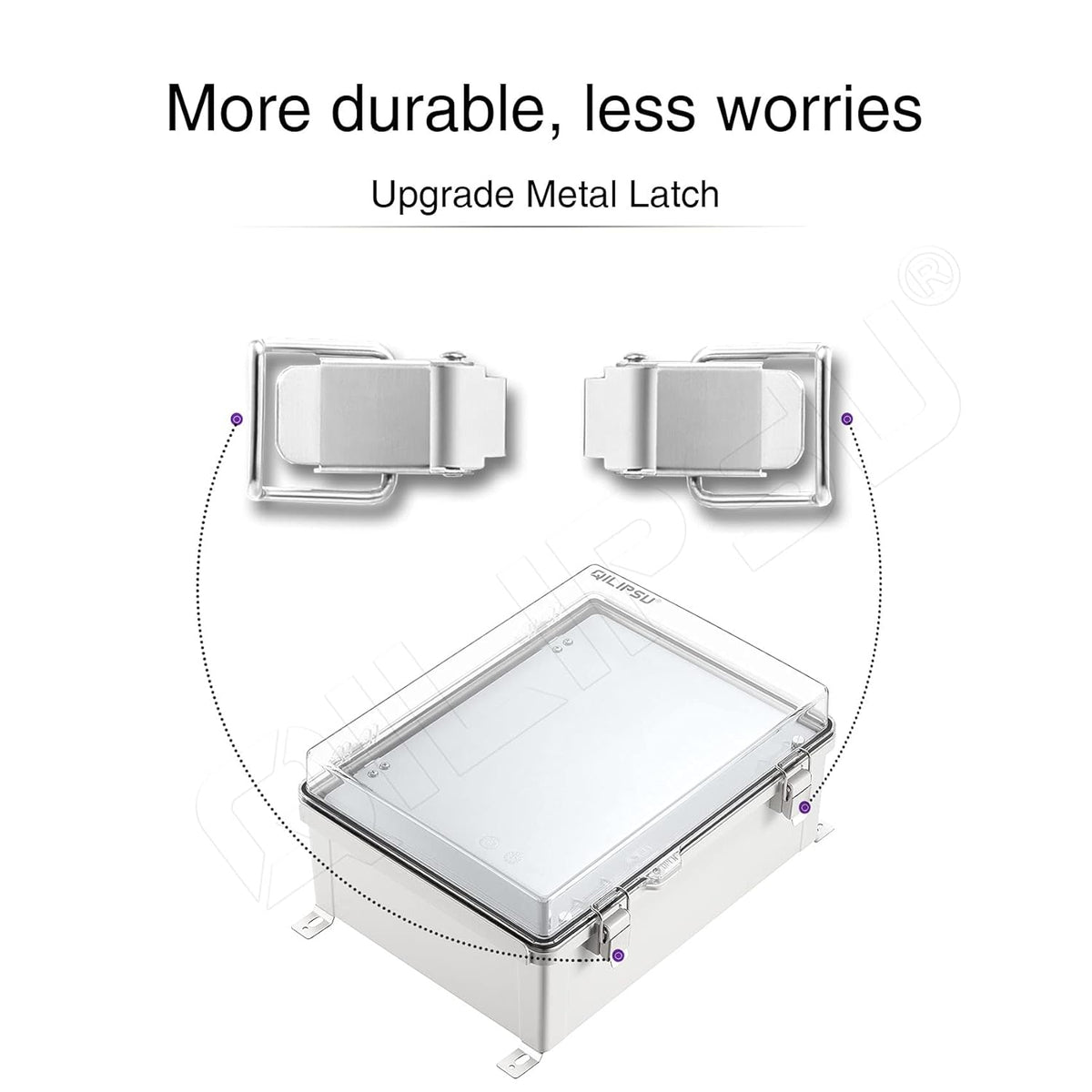 Clear Cover Stainless Steel Latch Junction Box with Inner Door 410x310x180mm, IP67 Waterproof Electrical Box with Mounting Plate, ABS Plastic Grey B3722
