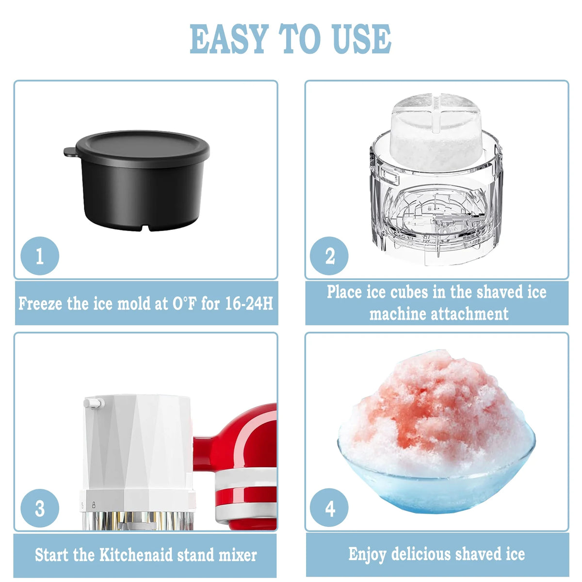 Shaved Ice Attachment with 4 Ice Cube Molds S4246