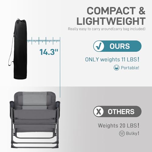Lightweight Folding Reclining Camping Chair with Adjustable Back Black E737