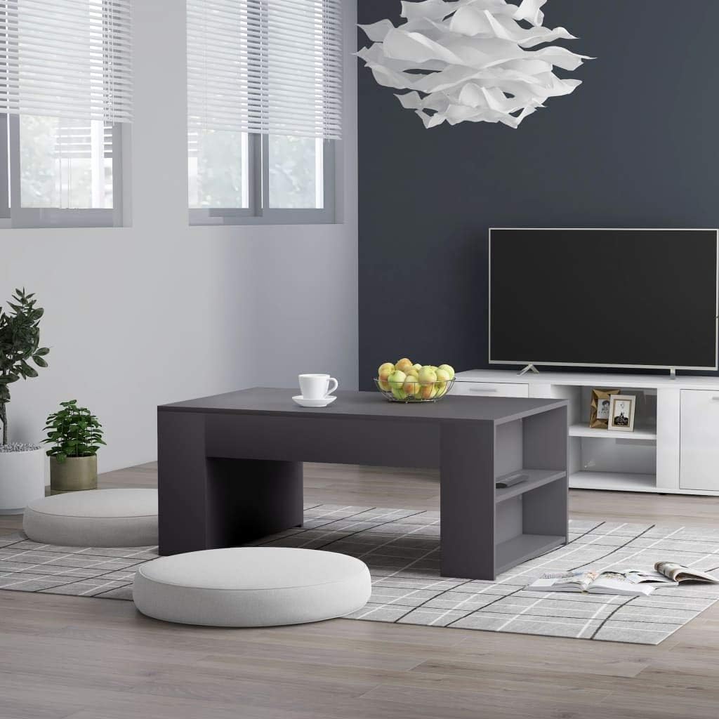 White Chipboard Coffee Table Storage Cabinet Y92153