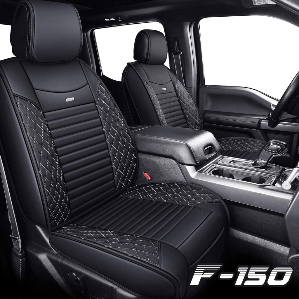 Waterproof Leather Truck Seat Covers Full Set Black-Red S926345