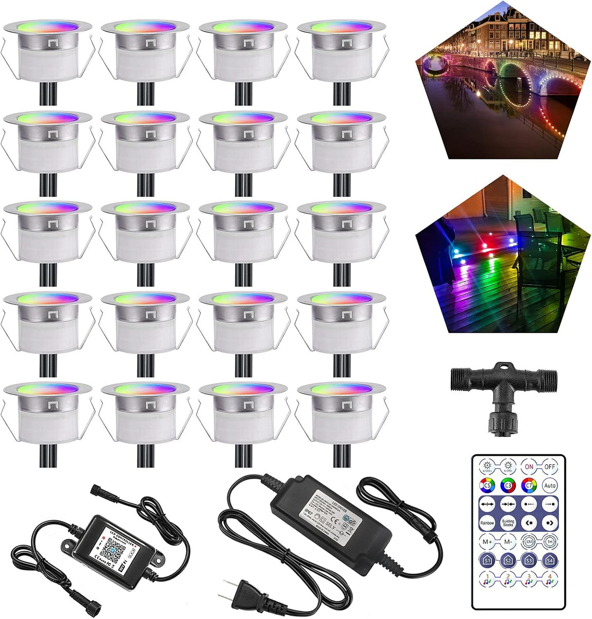 20pcs Low Voltage Waterproof Stainless Steel LED Deck Lights Kit Y1246