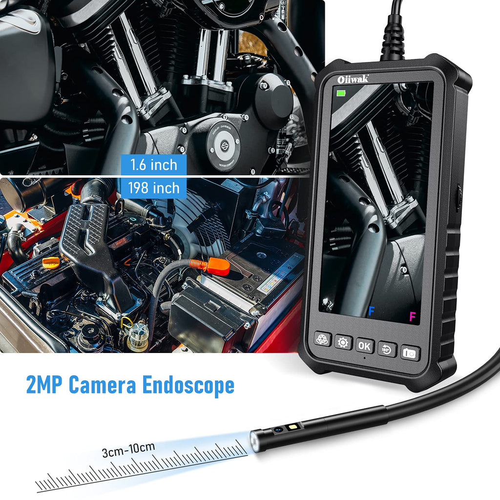 Dual Lens Endoscope Camera 1080P 5.18 IPS Screen 5mm IP67 Waterproof with 7 LED Lights 32GB Card 16.5FT H3738