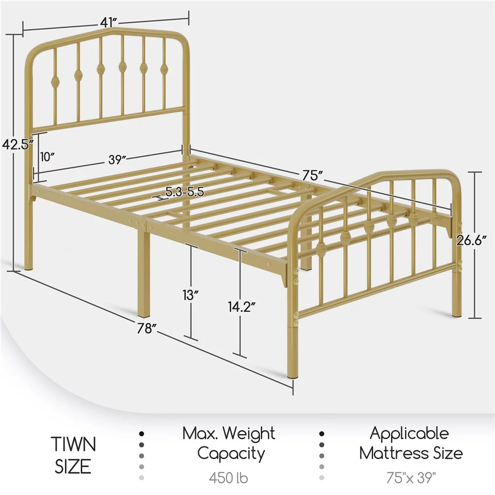Queen Black Metal Platform Bed Frame with Arched Headboard B6030