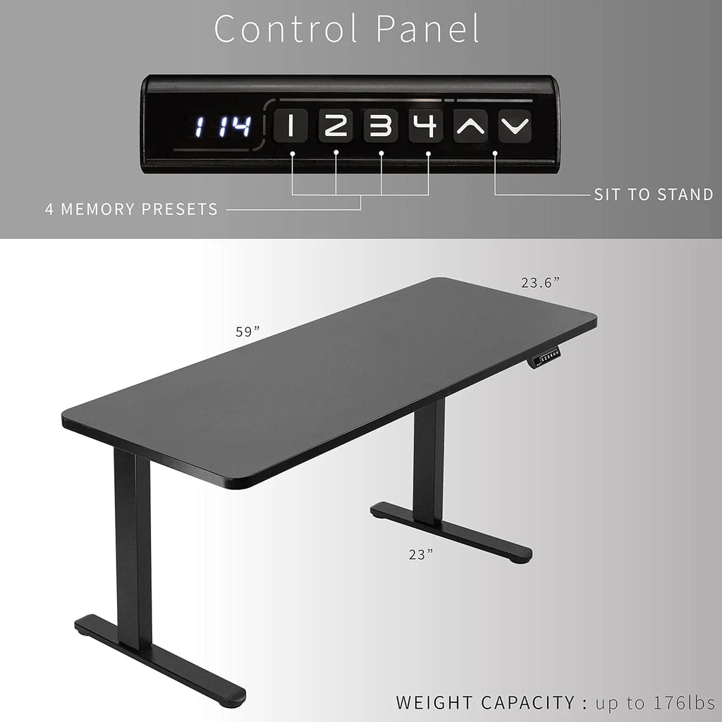 Electric Height Adjustable 60 X 24 Inch Memory Stand Up Desk Y92627