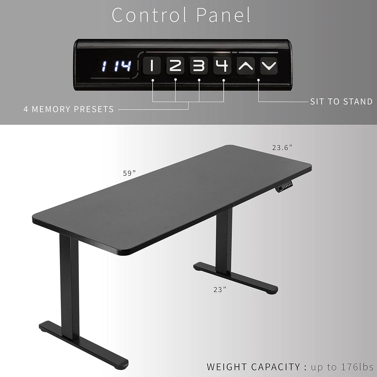 Electric Height Adjustable 60 X 24 Inch Memory Stand Up Desk Y92627
