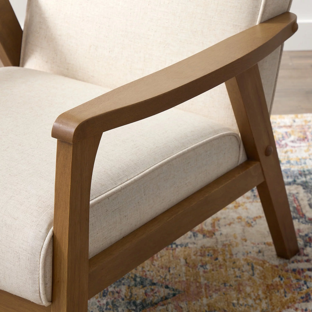 Cream Wood Frame Accent Chair O5529