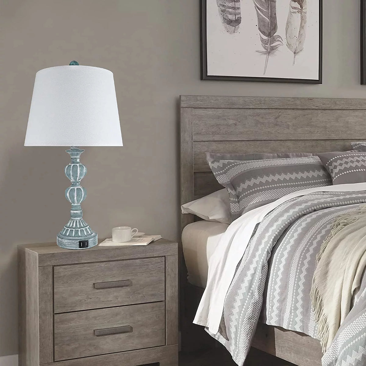 Touch Control Table Lamp Set of 2, 3-Way Dimmable Blue X5630