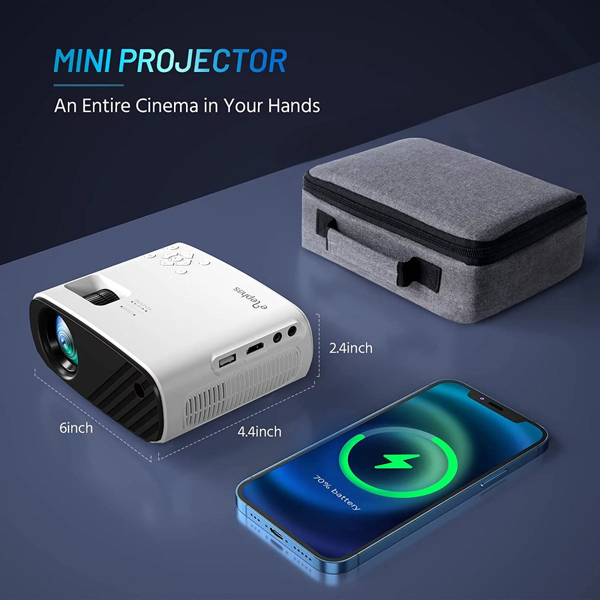 Mini Projector 1080P HD LED 200" Display Y63606