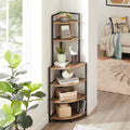 6-Tier Corner Wood Bookcase Rustic Brown X2683
