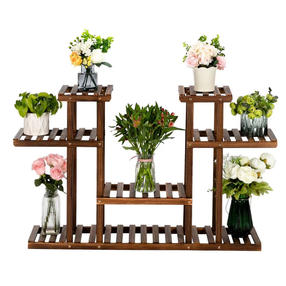 Brown 8-Tier Pine Wood Plant Stand C936