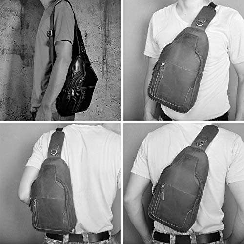 Men Casual Crossbody Chest Sling Bag Leather M208