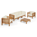 Acacia Wood 5 Seater Sofa and Club Chair Set with Cushions B91341