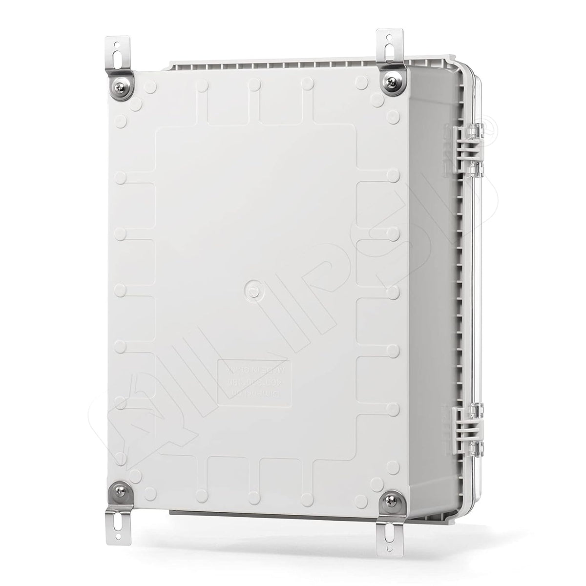 Clear Cover Stainless Steel Latch Junction Box with Inner Door 410x310x180mm, IP67 Waterproof Electrical Box with Mounting Plate, ABS Plastic Grey B3722