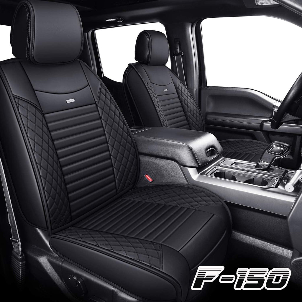 Waterproof Leather Truck Seat Covers Full Set Black-Red S926345