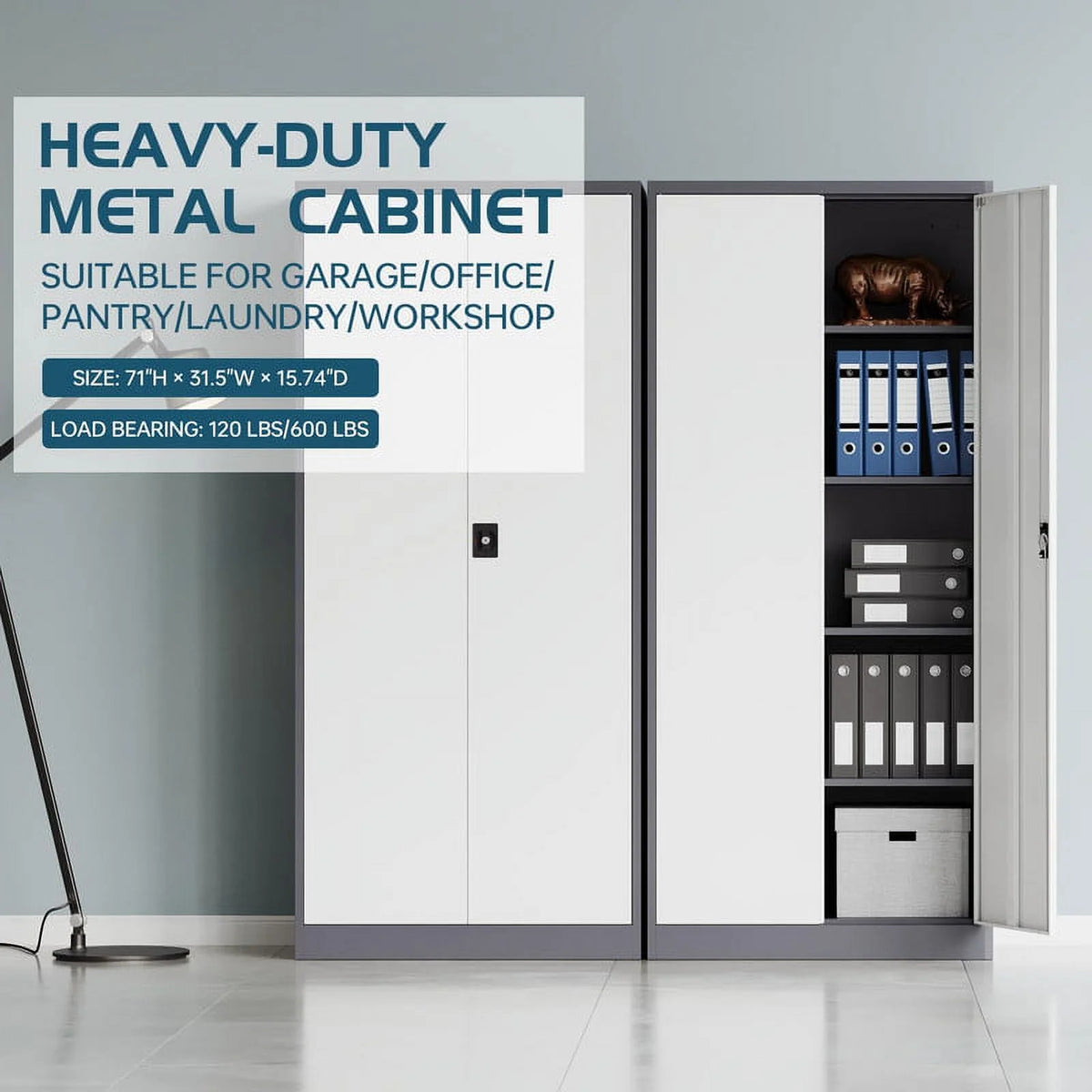 71" Metal Storage Locker with Locking Door and 4 Adjustable Shelves X312307