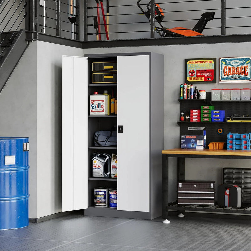 71" Metal Storage Locker with Locking Door and 4 Adjustable Shelves X312307
