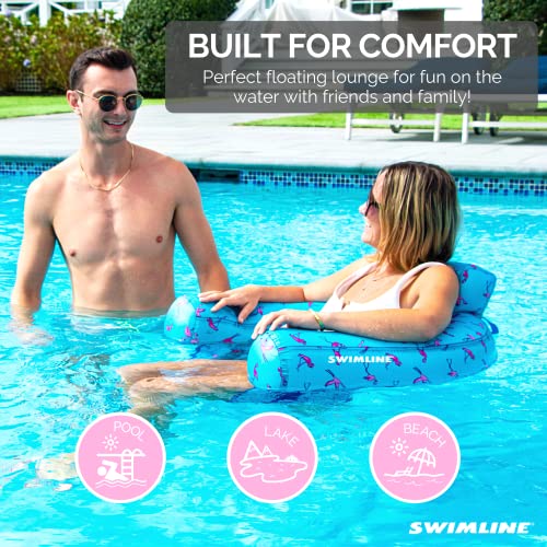 Inflatable Pool Lounger with Sling Seat, Back Rest, and Cup Holder I904518