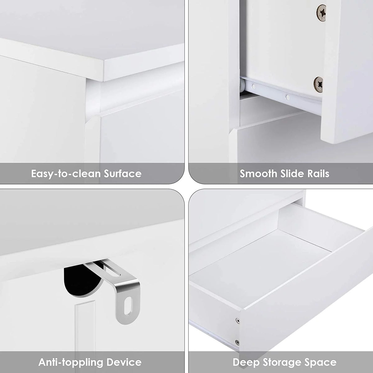 White 5 Drawer Wood Dresser G128346