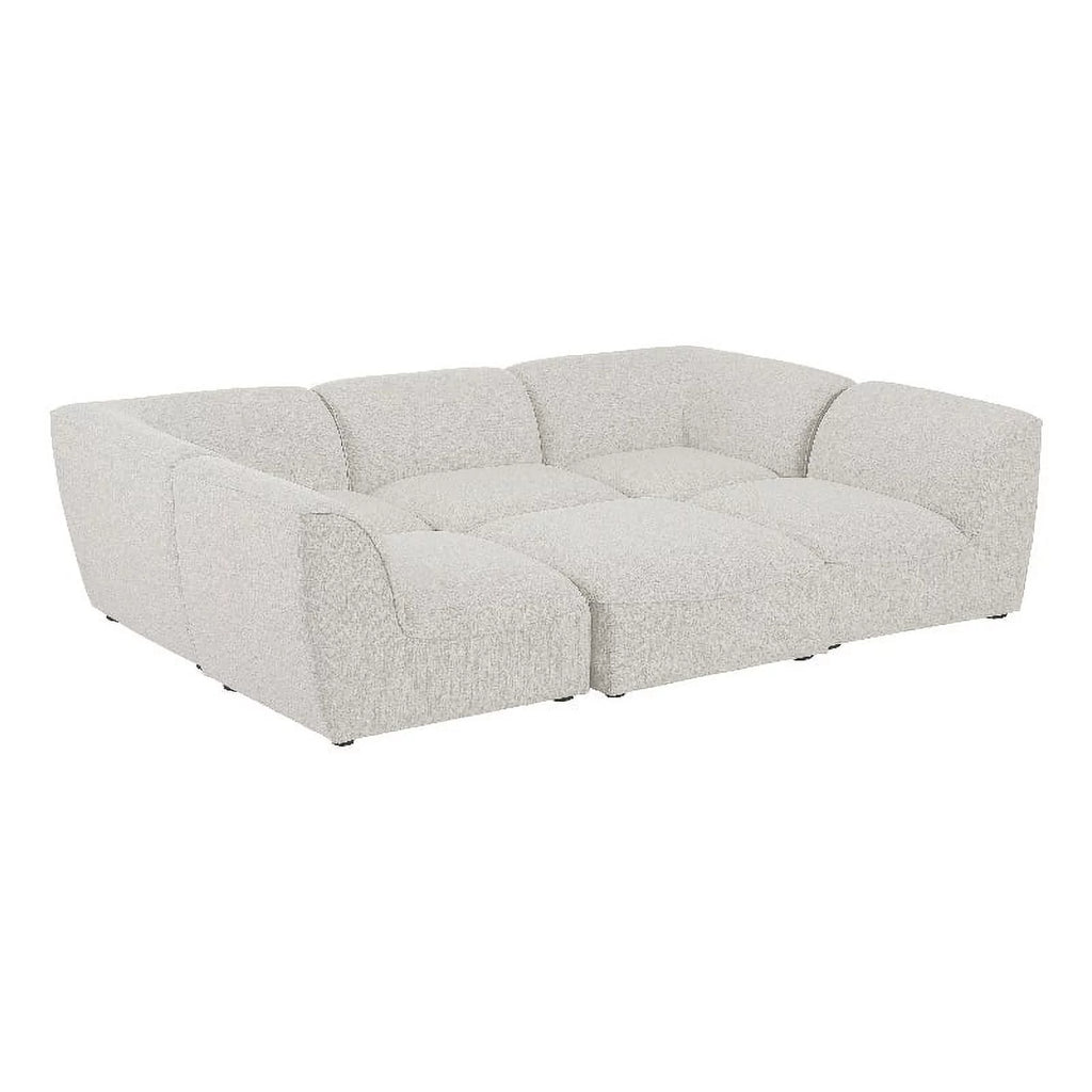 Cream Linen Textured Modular Sectional E51614