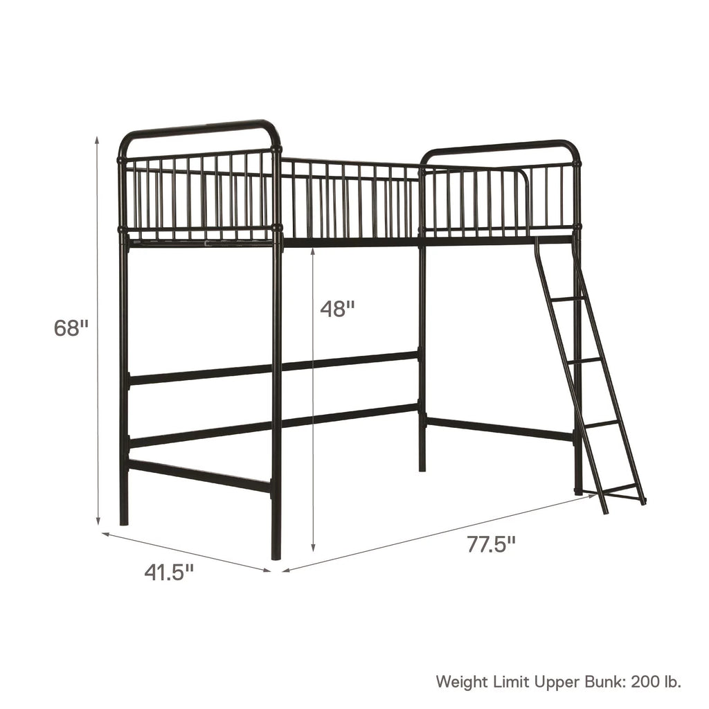Black Twin Metal Loft Bed L3106