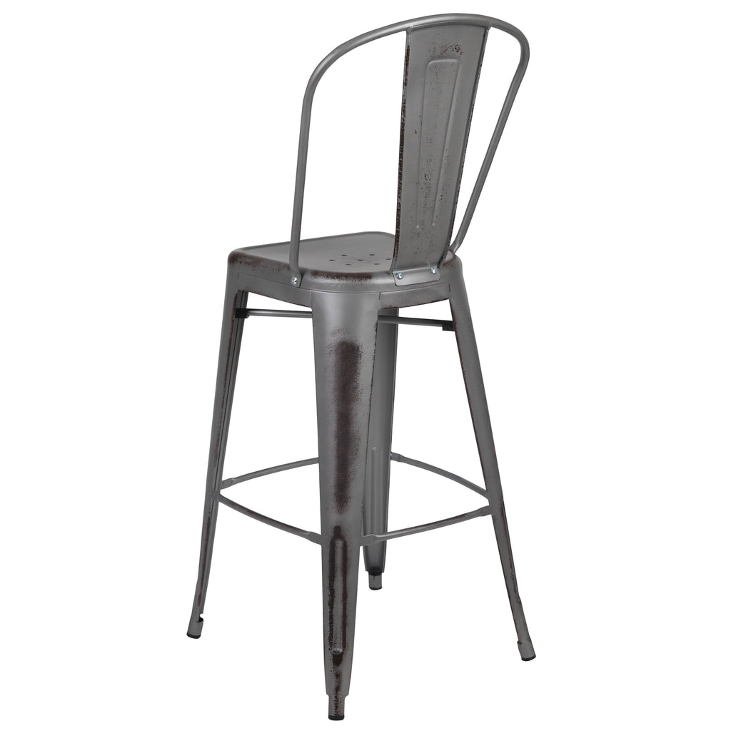 Black Distressed Metal Stool Y80097