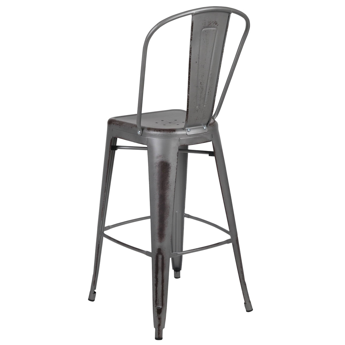 Black Distressed Metal Stool Y80097