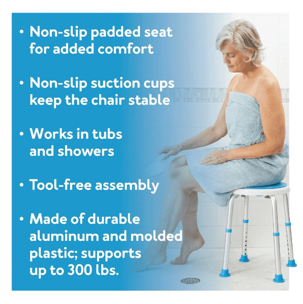 Swivel Bath and Shower Stool Chair with Padded Seat T6210