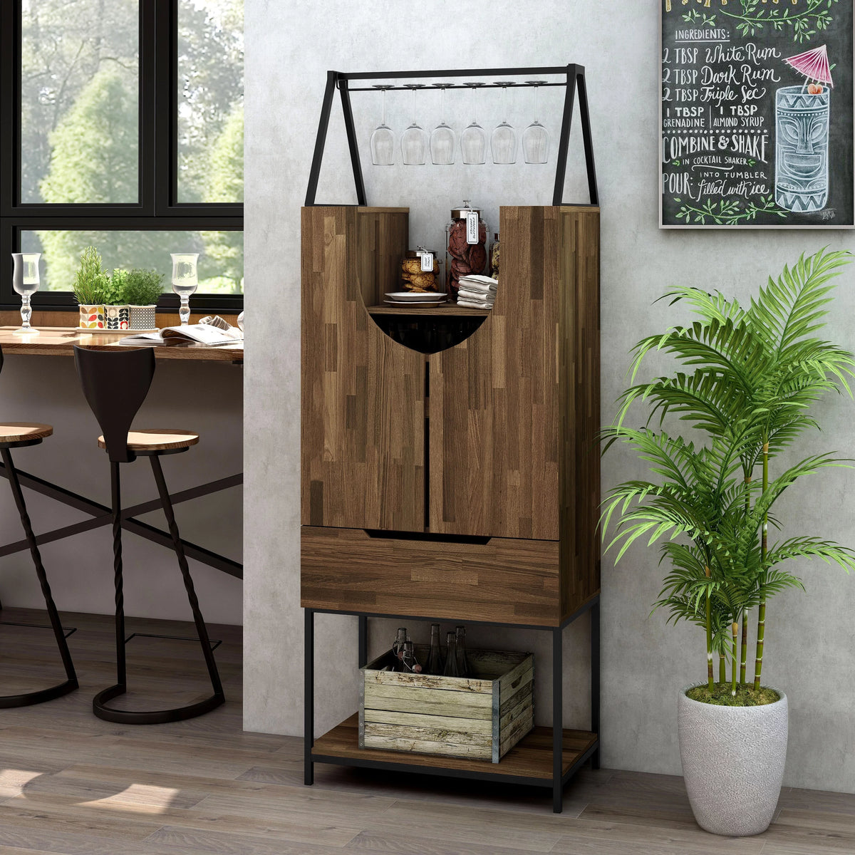 Contemporary Metal Wine Cabinet A586