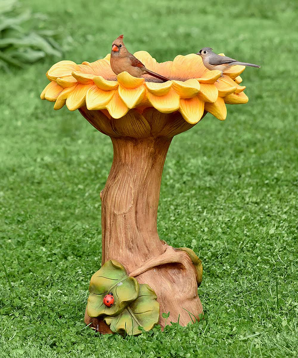 Carved Resin Birdbath E433613