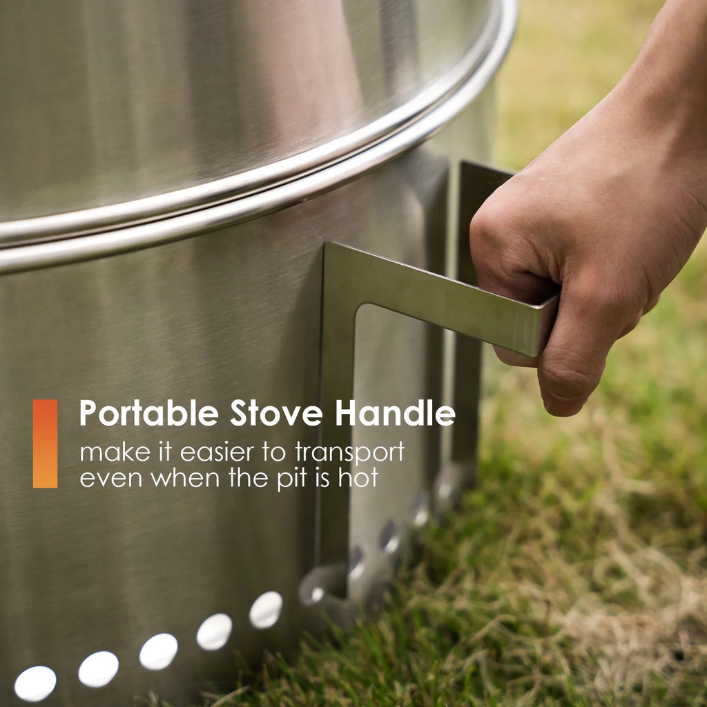 Smokeless Fire Pit with Stand & Bag & Sticks & Holders, 304 Stainless Steel, 15inch Q336668