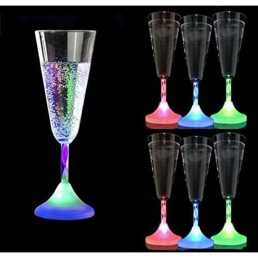 6 Oz LED Light Up Champagne Flutes Set Of 6 F2357