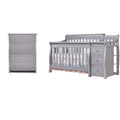 Gray Baby Crib with Changing Table and 4 Drawer Dresser Set E3813