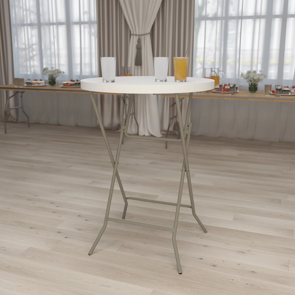 Round White Plastic Bar Height Folding Event Table Q2400