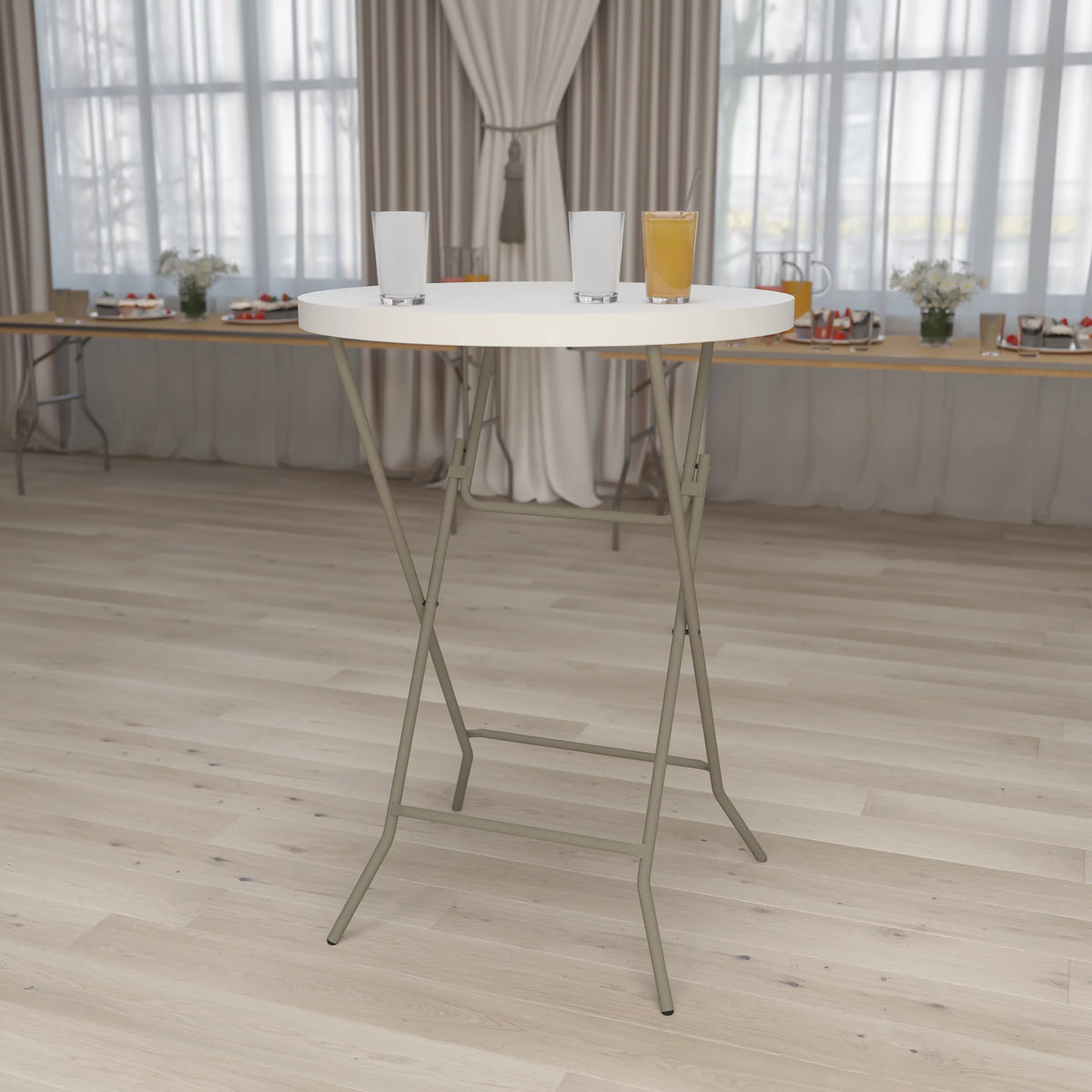 Round White Plastic Bar Height Folding Event Table Q2400