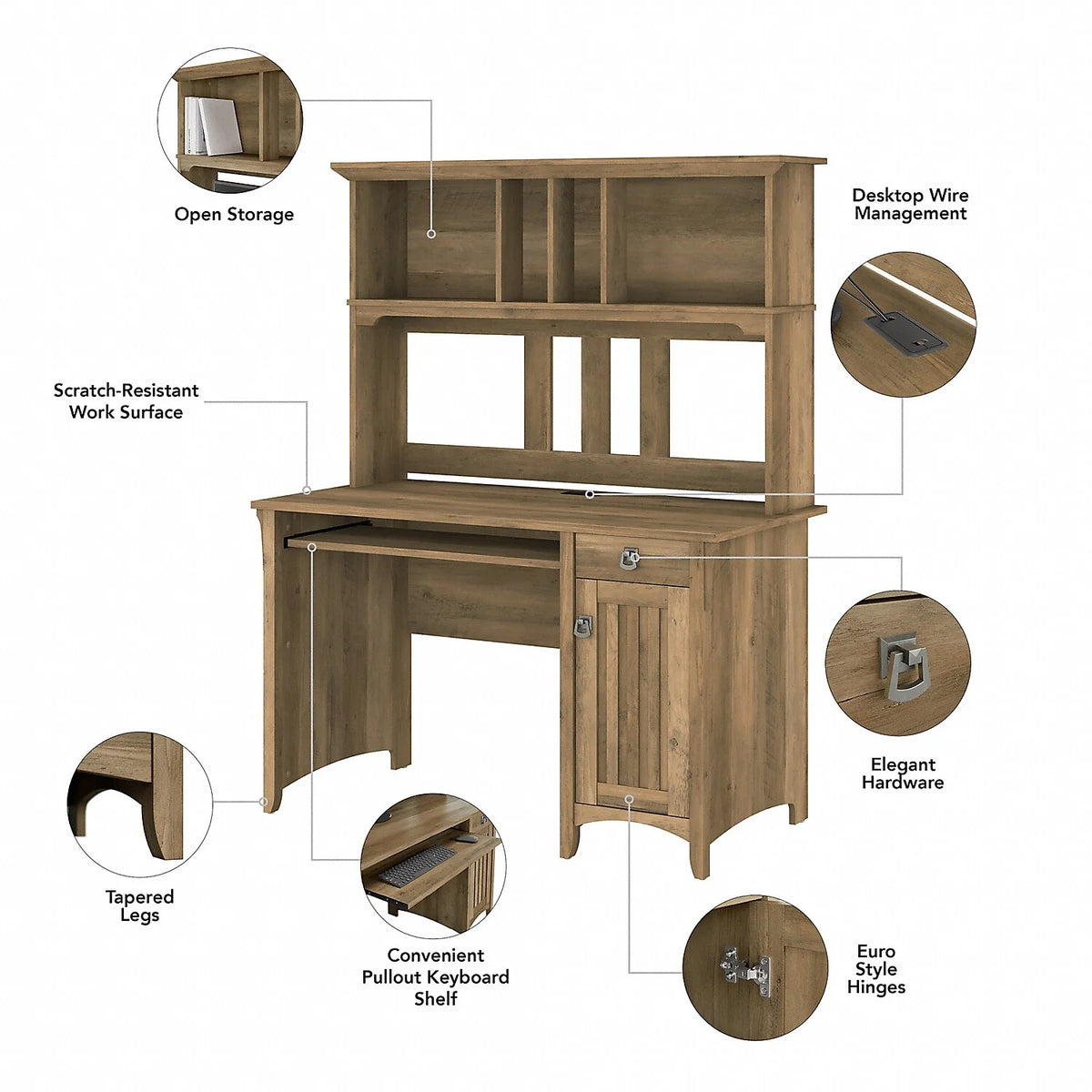 48" Computer Desk and Hutch G551