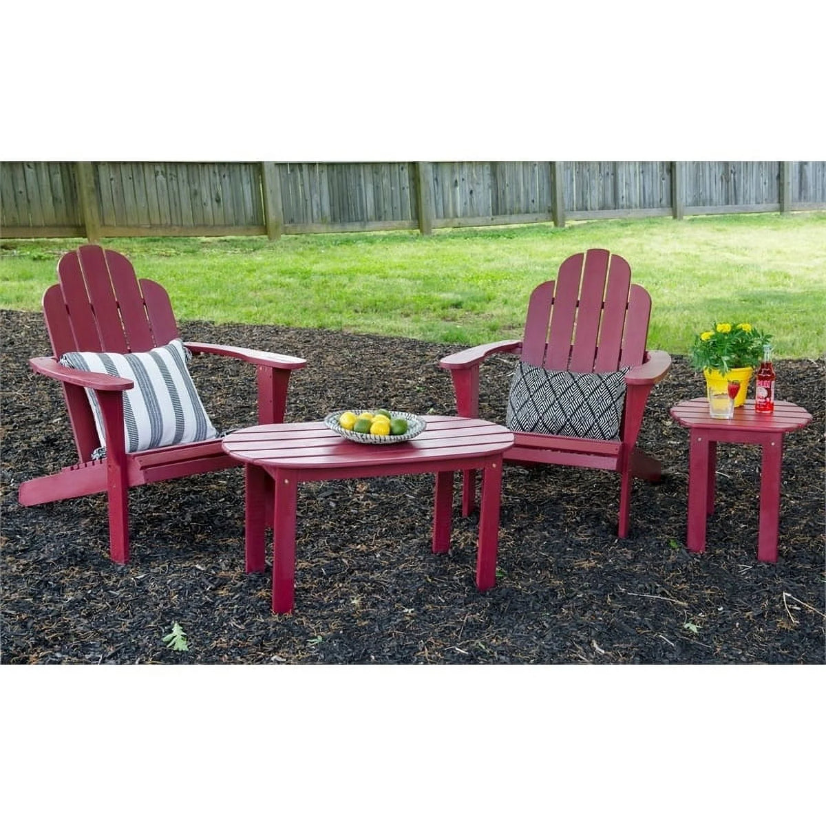 Red Wood Outdoor Chair with Arm Rests W385107
